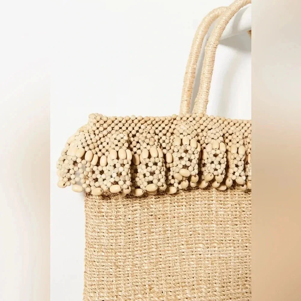 NWT Anthropologie Aranaz Ruffle-Trimmed Tote Bag